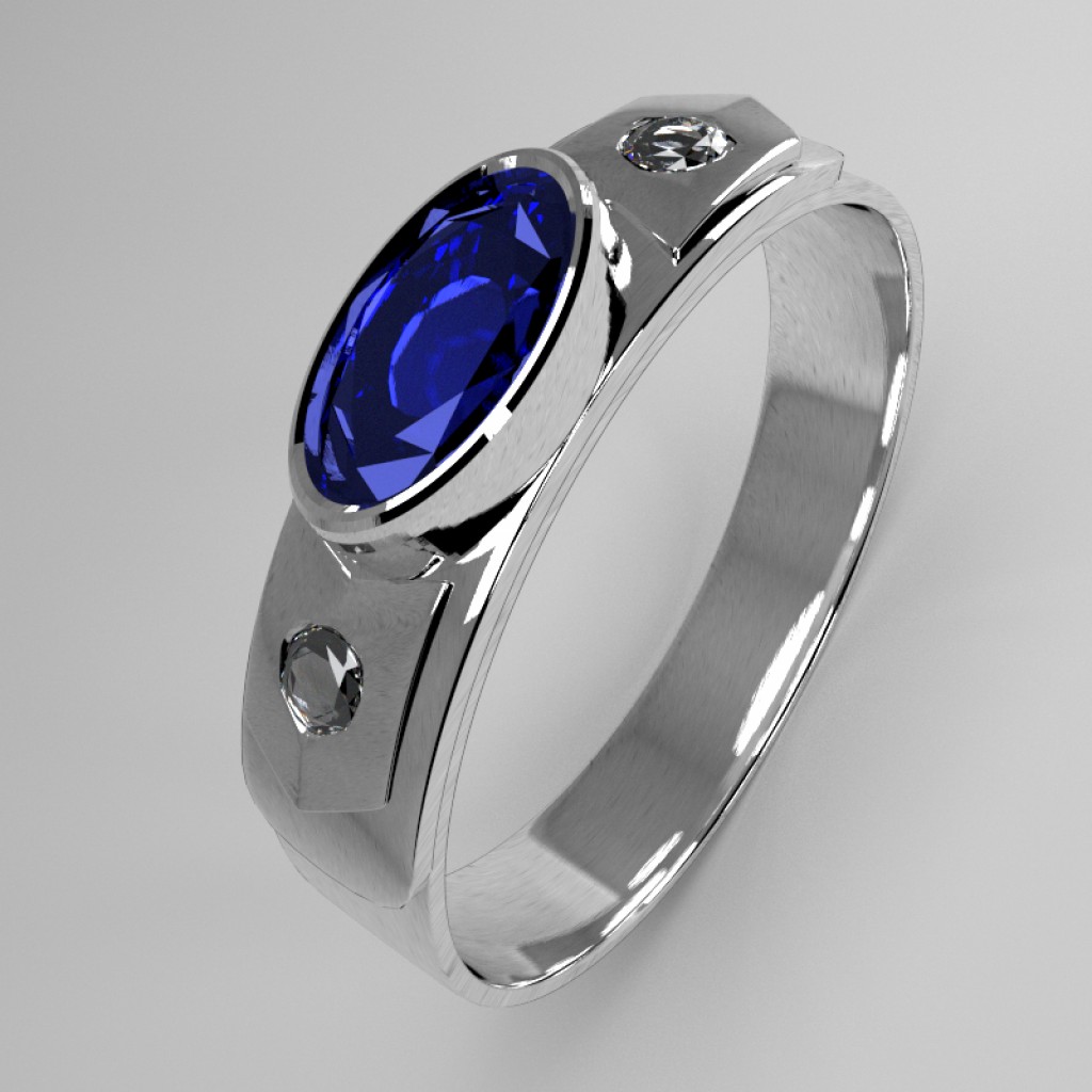 Silver graduation ring with blue stone preview image 2